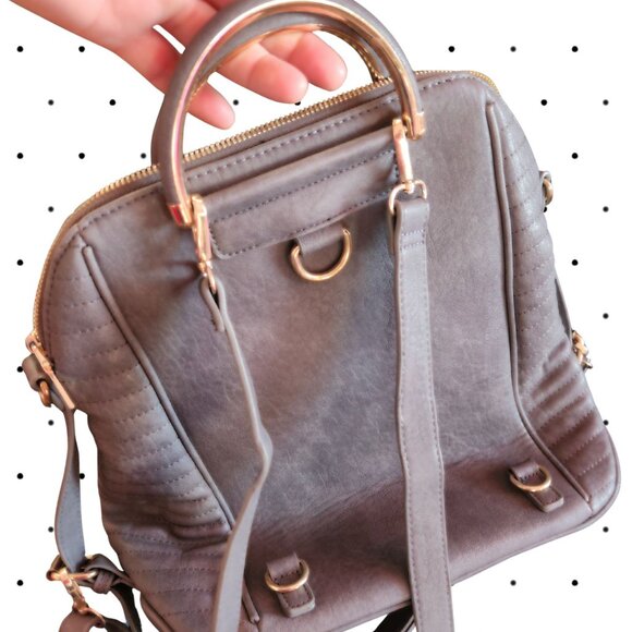 Grey Backpack purse with carry handles and adjustable straps - Picture 2 of 7